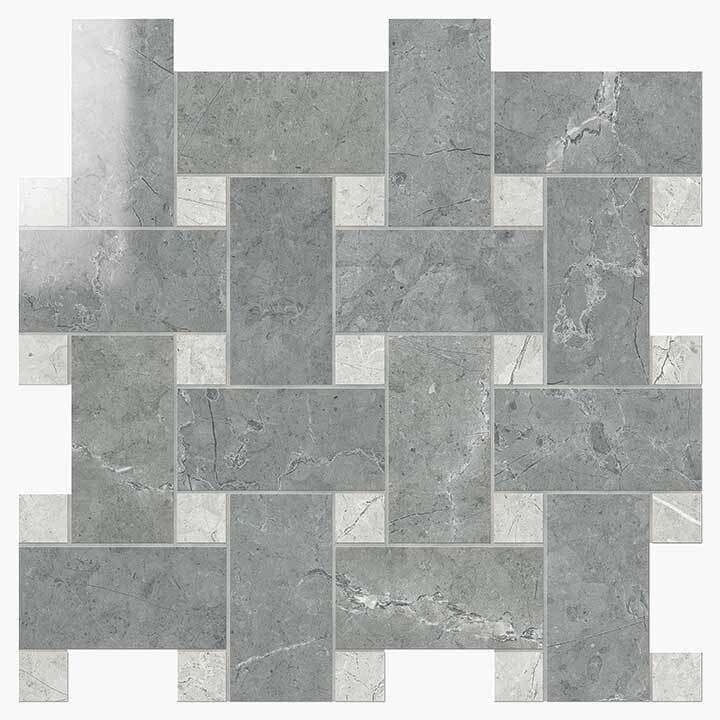 Мозаика Novabell Intreccio Grigio Imperiale Lapp. IMP 227L, цвет серый, поверхность лаппатированная, квадрат, 300x300