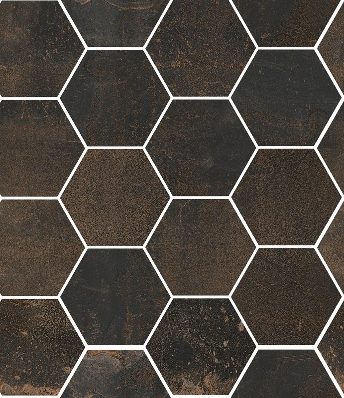 Мозаика Sant Agostino Oxidart Hexagon Black CSAHOXBL26, цвет чёрный, поверхность матовая, шестиугольник, 270x325