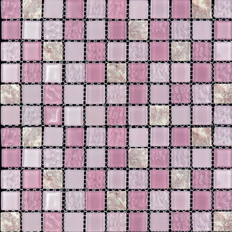 Мозаика Natural Mosaic Madras MSD-063 (M4CTB63) (Стекло Мрамор), цвет розовый, поверхность глянцевая, квадрат, 300x300