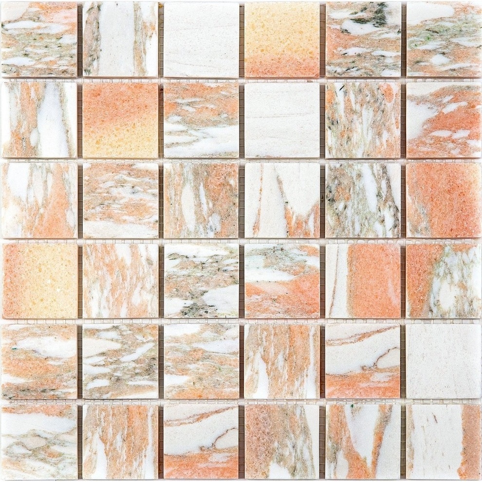 Мозаика Natural Mosaic Adriatica (4,8X4,8) 7M064-48P, цвет белый оранжевый, поверхность полированная, квадрат, 305x305