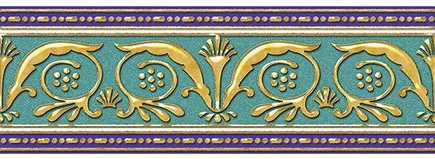 Бордюры Ceramique Imperiale Бордюр Золотой Бирюзовый 05-01-1-93-03-71-905-0, цвет бирюзовый, поверхность глянцевая, прямоугольник, 90x250