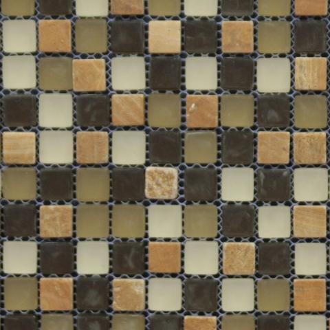 Мозаика Bars Crystal Mosaic Смеси с натуральными камнями SHT 07 (15x15 mm), цвет разноцветный, поверхность глянцевая, квадрат, 300x300