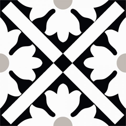 Декоративные элементы Vallelunga Colibri Nero Dec B6 6000273, цвет чёрно-белый, поверхность матовая, квадрат, 125x125