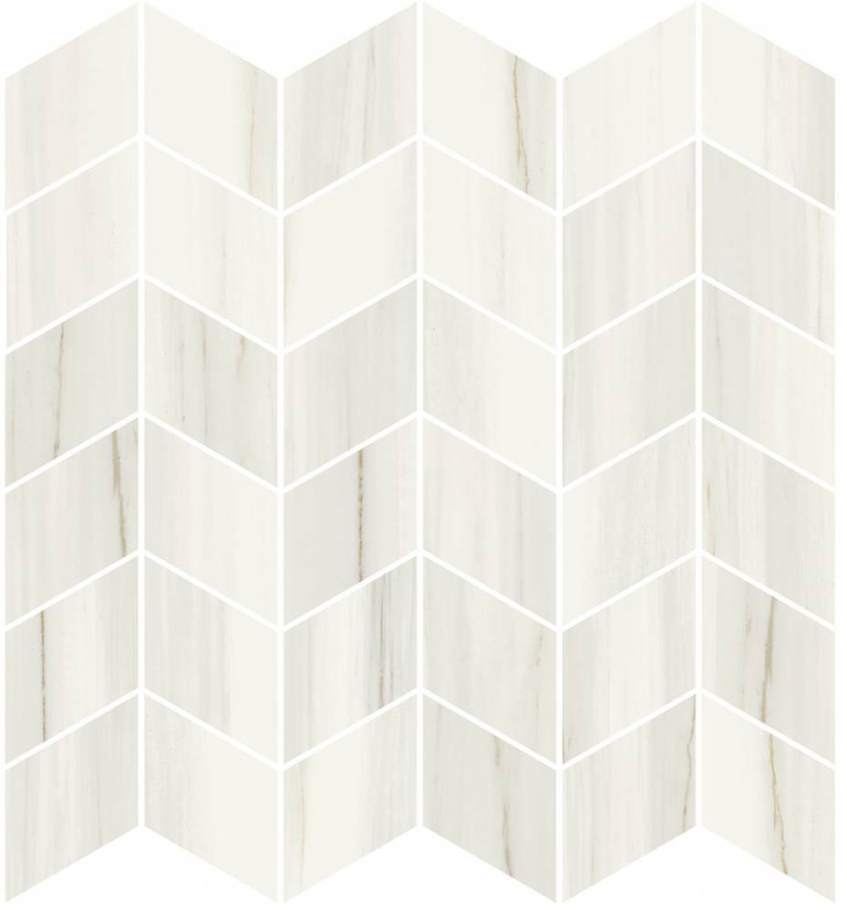 Мозаика Ricchetti Marble Boutique Mosaico Chevron Lasa White Lux, цвет бежевый, поверхность глянцевая, шеврон, 300x300