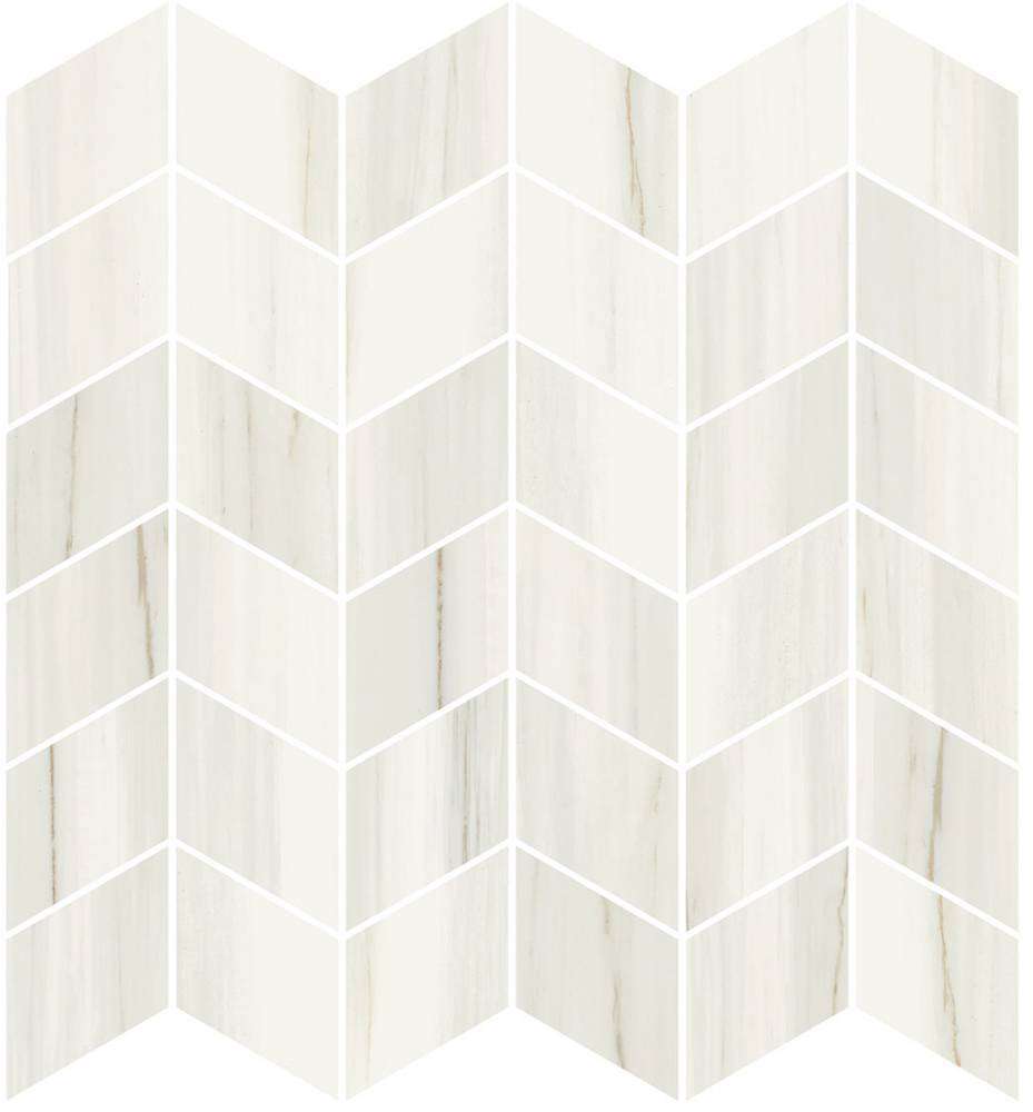 Мозаика Ricchetti Marble Boutique Mosaico Chevron Lasa White Lux, цвет бежевый, поверхность глянцевая, шеврон, 300x300
