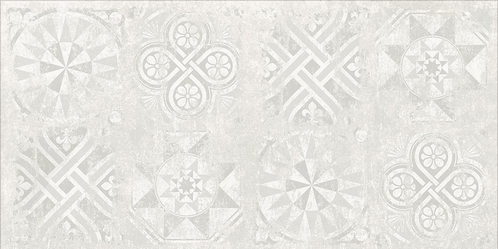 Керамогранит Идальго Цемент Декор SR Белый, цвет белый, поверхность структурированная, прямоугольник, 600x1200