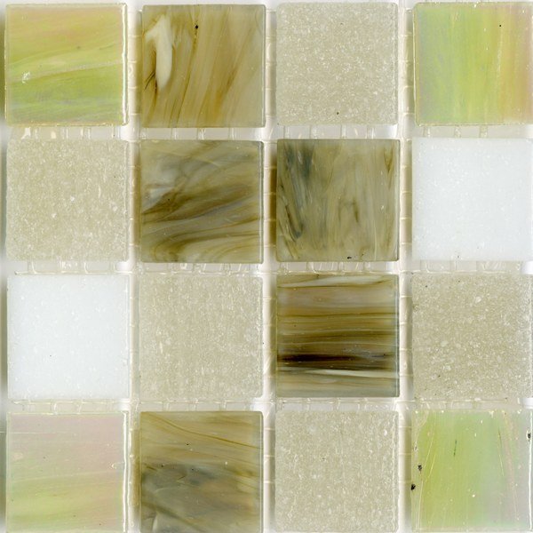Мозаика JNJ Mosaic Интерьерные Cмеси 200x200 V-J4017 Spring Snow, цвет зелёный, поверхность глянцевая, квадрат, 200x200