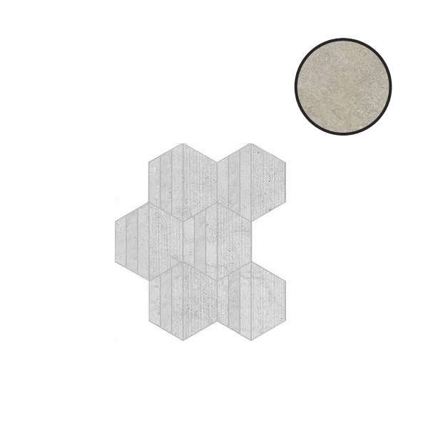 Декоративные элементы Floor Gres Biotech Touch Lapis Greige 779355, цвет серый, поверхность матовая, шестиугольник, 290x380