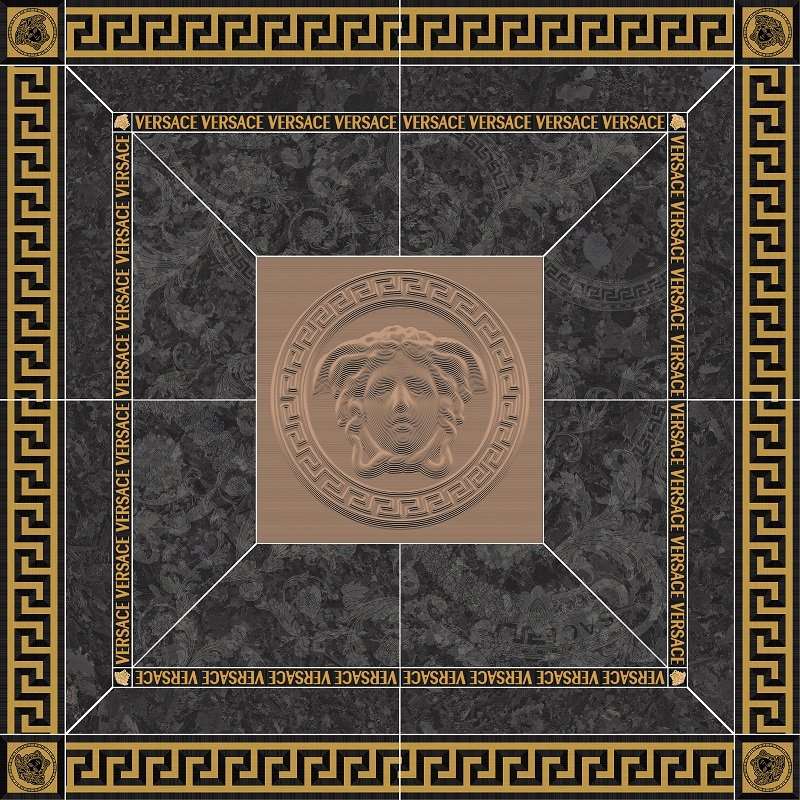 Декоративные элементы Versace Meteorite Ros.Nat Nero Oro 47150, цвет чёрный золотой, поверхность натуральная, квадрат, 1200x1200