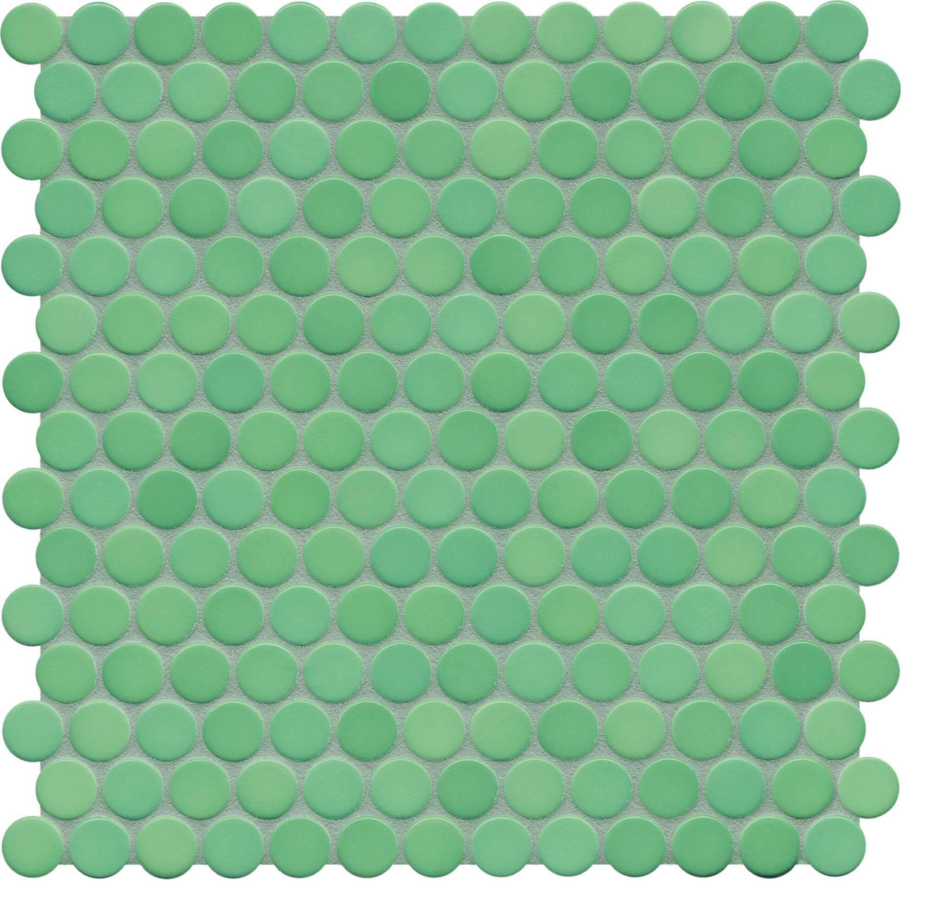 Мозаика Jasba Loop Seegr?n 40071H-44, цвет зелёный, поверхность матовая, круг и овал, 312x316