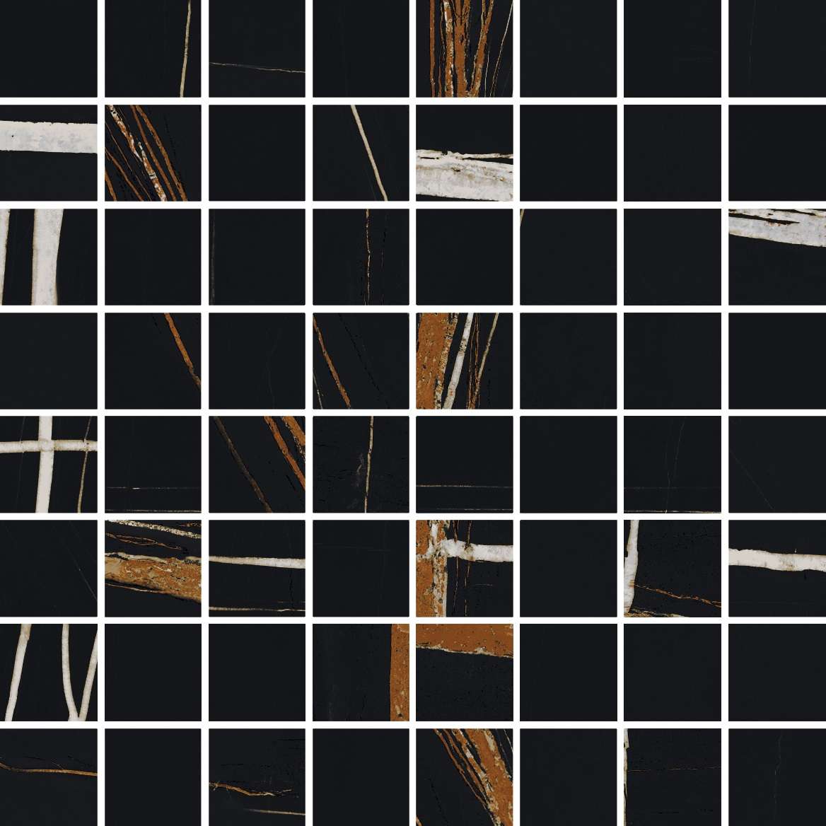 Мозаика Italon Charme Deluxe Sahara Mosaico Lux 610110000635, цвет чёрный, поверхность полированная, квадрат, 292x292