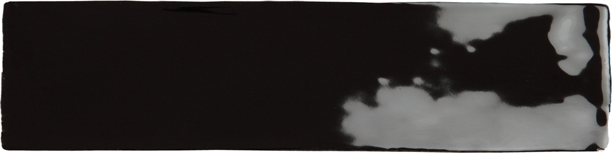 Керамическая плитка Ecoceramic Bronx Negro, цвет чёрный тёмный, поверхность глянцевая, прямоугольник, 75x300
