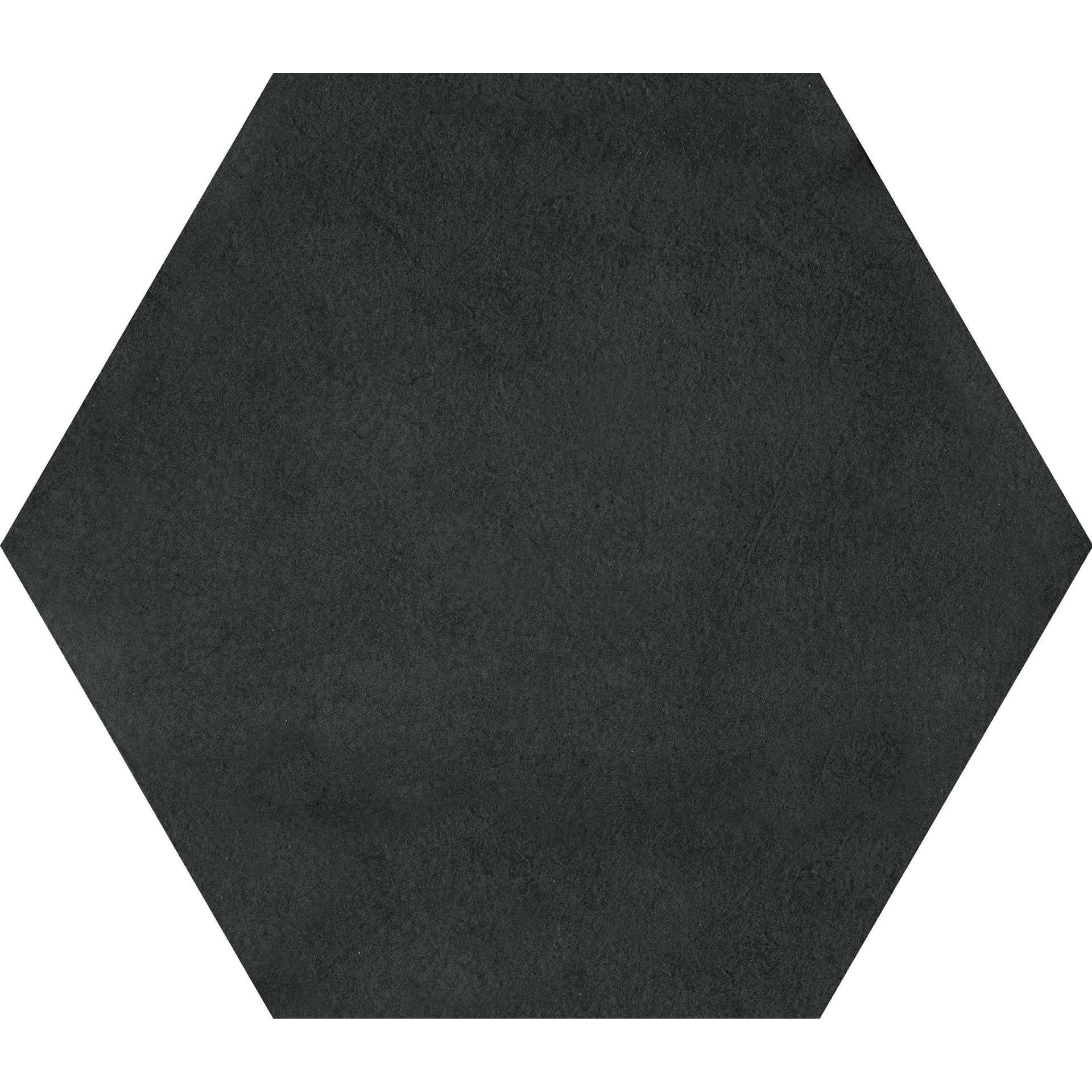 Керамогранит Ornamenta Medley Solid Black ME25B, цвет чёрный, поверхность матовая, шестиугольник, 250x250