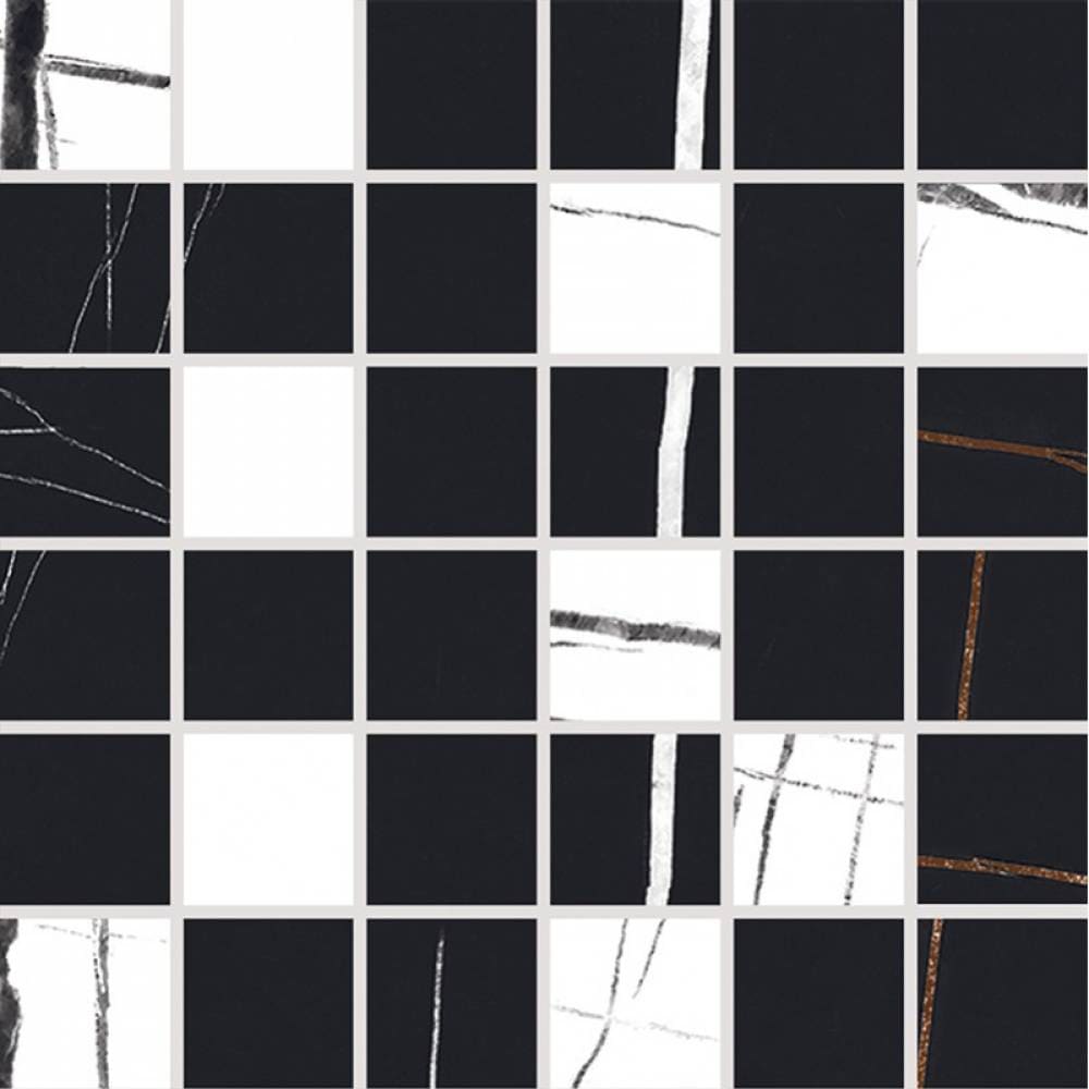 Мозаика Energieker Sahara Noir Mosaico Mix MSCSNMIX, цвет белый чёрный, поверхность матовая, прямоугольник, 300x300