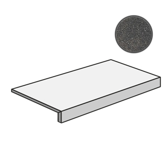Ступени ABK Blend Concrete Gradone Iron PF60006951, цвет чёрный тёмный, поверхность матовая, прямоугольник с капиносом, 320x1200