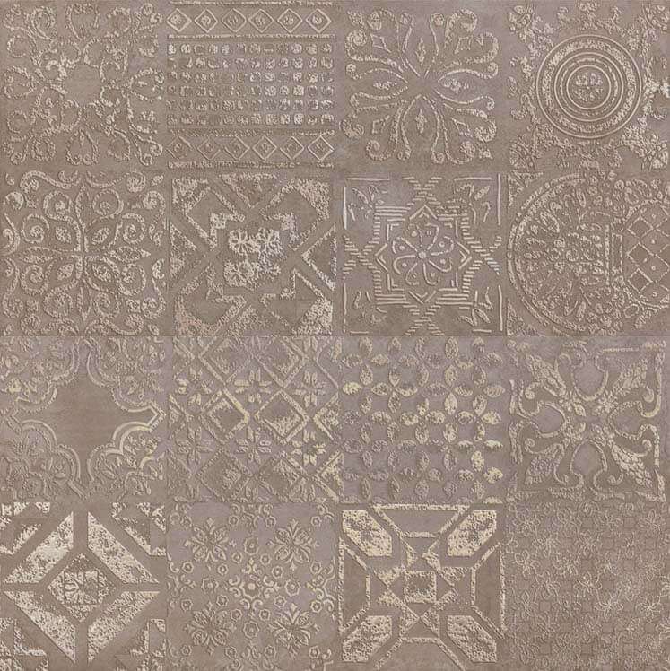 Декоративные элементы Abitare La Ceramica Icon Dec. Patchwork Brown Lapp., цвет коричневый, поверхность лаппатированная, квадрат, 600x600