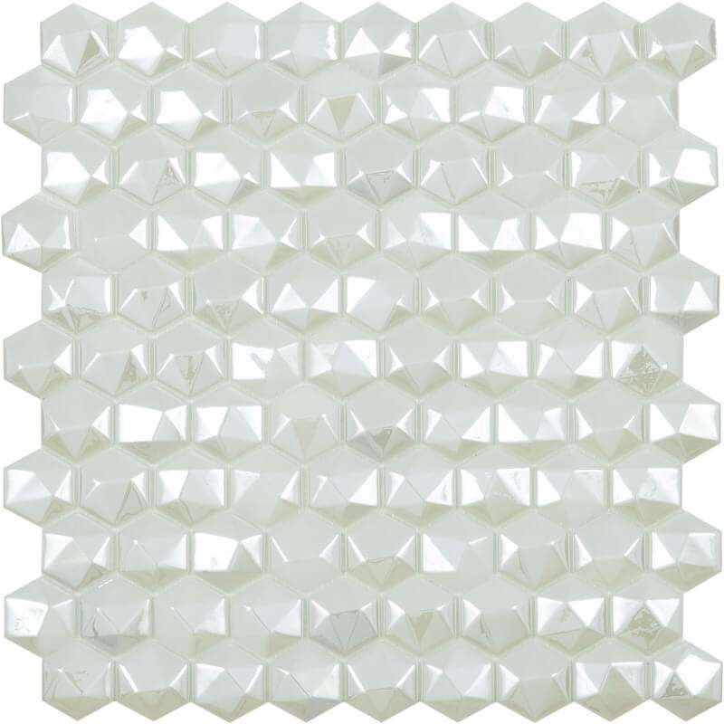 Мозаика Vidrepur Hex Diamond № 350d Белый, цвет белый, поверхность глянцевая, прямоугольник, 307x317