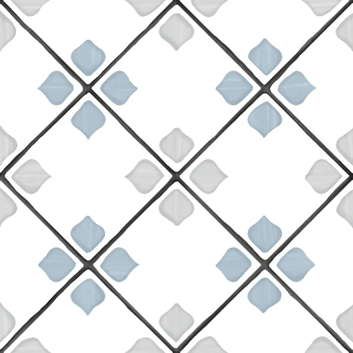Керамогранит Harmony Tanger Silver Rhomb 31083, цвет белый серый голубой, поверхность матовая, квадрат, 123x123