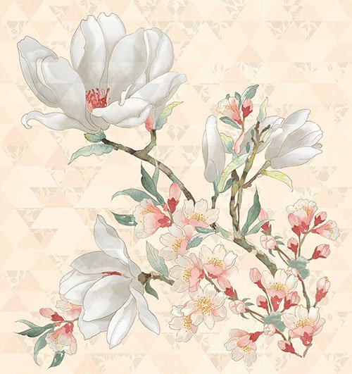Панно Керлайф Primavera Magnolia Crema, цвет разноцветный, поверхность глянцевая, прямоугольник, 709x753