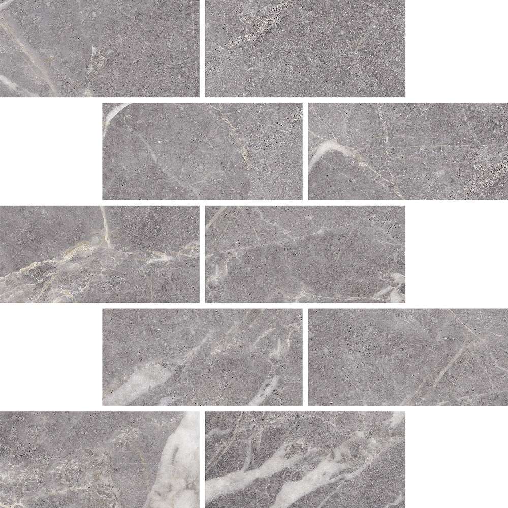 Мозаика Kerranova Marble trend K-1006/MR/m13, цвет серый, поверхность матовая, под кирпич, 307x307