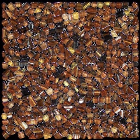 Мозаика Natural Mosaic GEM-13R (WL-36R) (Стекло), цвет коричневый, поверхность глянцевая, квадрат, 300x300