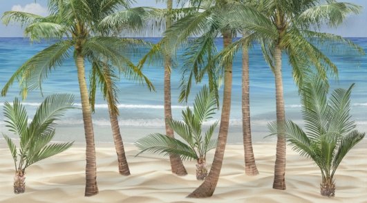 Декоративные элементы Ceradim Lagune Dec Palm Panno B, цвет разноцветный, поверхность глянцевая, прямоугольник, 250x450