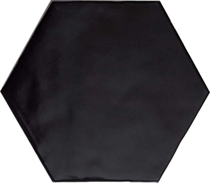 Керамическая плитка Natucer Hexagon Carbo, цвет чёрный тёмный, поверхность глянцевая, шестиугольник, 150x170