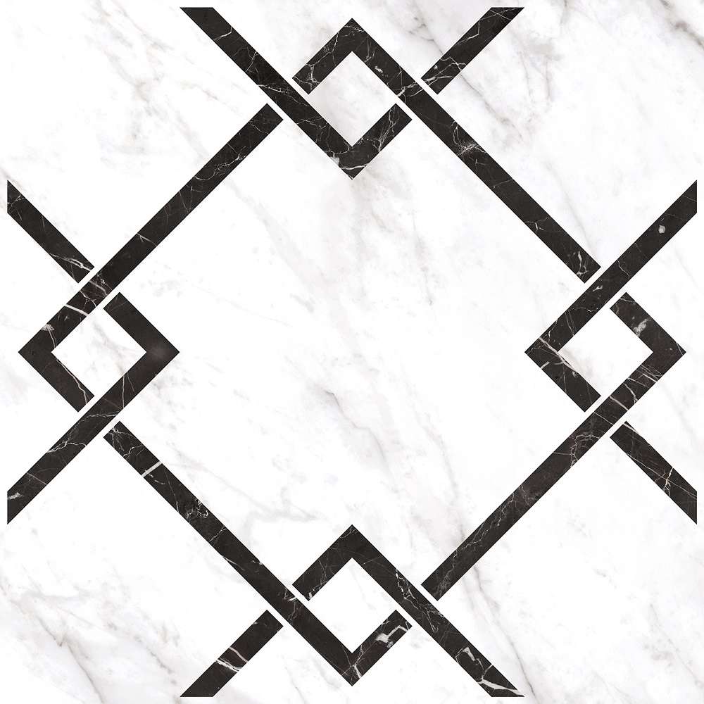 Керамогранит Керамин Монте-Р 7Д, цвет чёрно-белый, поверхность полированная, квадрат, 600x600