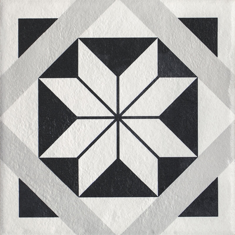 Керамическая плитка Paradyz Modern Theme F, цвет чёрно-белый, поверхность матовая, квадрат, 198x198