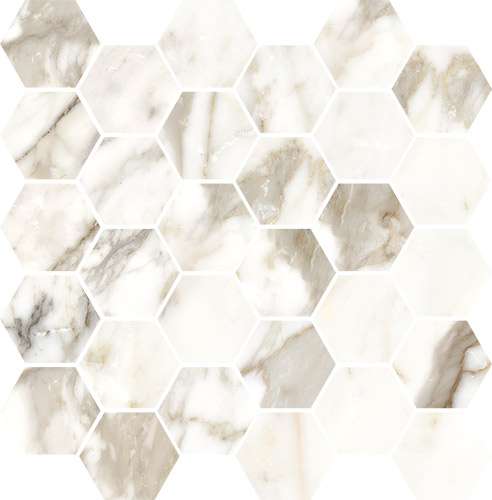 Мозаика Vallelunga Luce Grey Mix Esag T30 6001268, цвет серый, поверхность глянцевая сатинированная, шестиугольник, 330x330