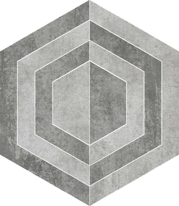 Декоративные элементы Paradyz Scratch Grys Heksagon A Mat., цвет серый, поверхность матовая, прямоугольник, 260x298