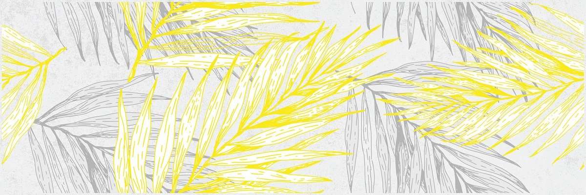Декоративные элементы Emtile Neo Deco Leaves, цвет серый жёлтый, поверхность матовая, прямоугольник, 200x600