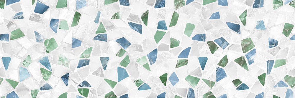 Керамическая плитка Global Tile Bienalle Мозаика GT2575/010, цвет белый голубой, поверхность глянцевая, прямоугольник, 250x750