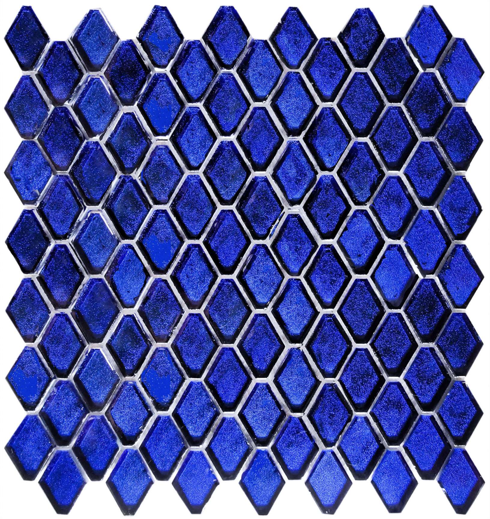 Мозаика Caramelle Mosaic Alchimia Diamanti di cobalto (Стекло), цвет синий, поверхность глянцевая матовая, ромб, 282x310
