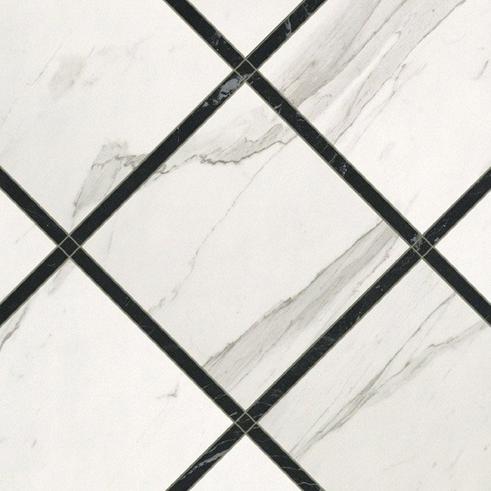 Декоративные элементы Fap Roma Incroci Statuario Grafite fLZK, цвет чёрно-белый, поверхность полированная, квадрат, 600x600