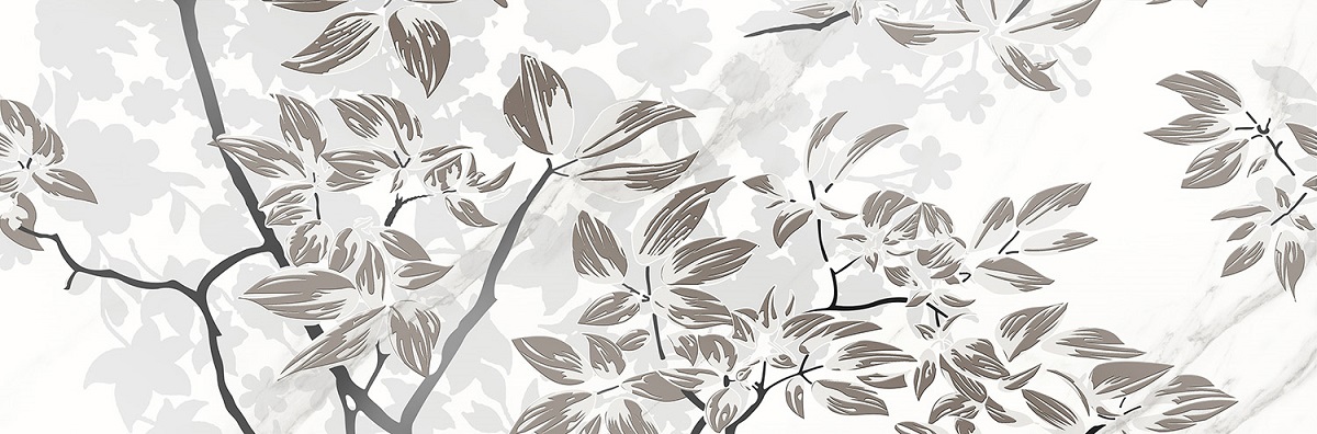 Декоративные элементы Eurotile Amina Decor 677C, цвет белый серый, поверхность глянцевая, прямоугольник, 300x900