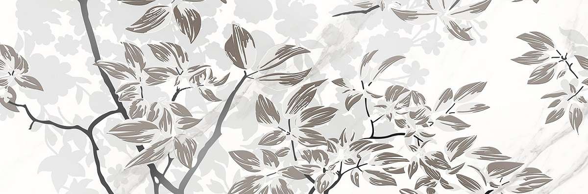 Декоративные элементы Eurotile Amina Decor 677C, цвет белый серый, поверхность глянцевая, прямоугольник, 300x900