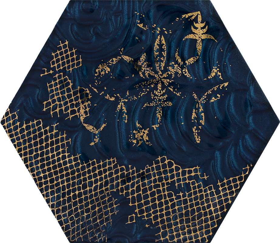 Декоративные элементы Paradyz Intense Tone Blue Inserto Szklane Heksagon A, цвет синий, поверхность полированная, шестиугольник, 171x198