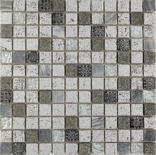 Мозаика Intermatex Imperium Silver, цвет серый, поверхность матовая, квадрат, 300x300