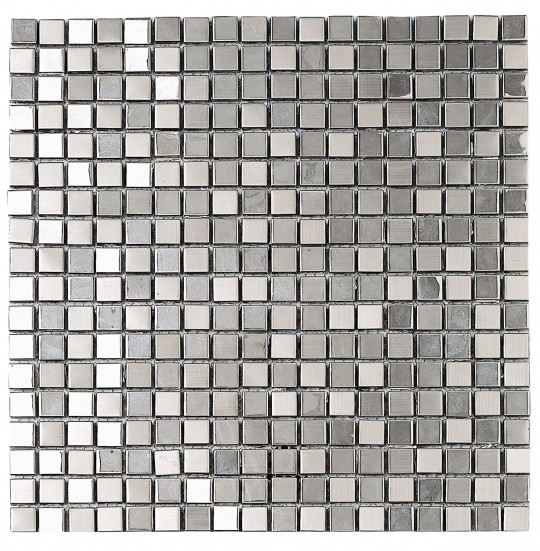 Мозаика Dune Materia Mosaics Metalic Silver 185647, цвет серый металлик, поверхность глянцевая матовая, квадрат, 301x301