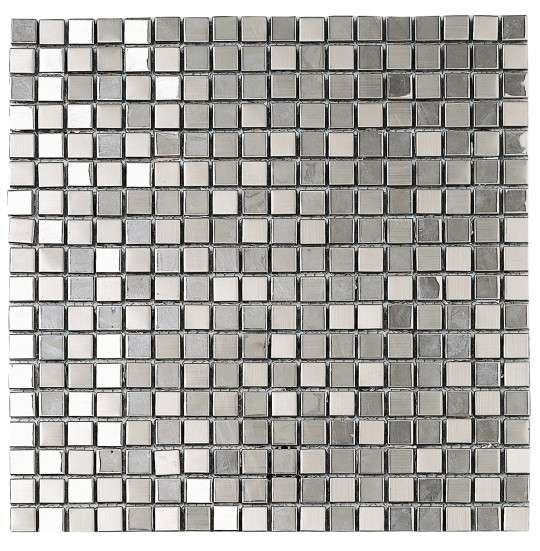 Мозаика Dune Materia Mosaics Metalic Silver 185647, цвет серый металлик, поверхность глянцевая матовая, квадрат, 301x301