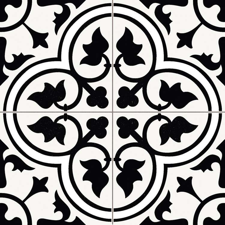 Керамогранит Prissmacer Dover Black Pre., цвет чёрно-белый, поверхность матовая, квадрат, 450x450