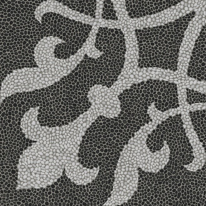 Керамогранит Kerama Marazzi Багатти Белый Чёрный Обрезной DD843300R, цвет чёрно-белый, поверхность матовая, квадрат, 800x800