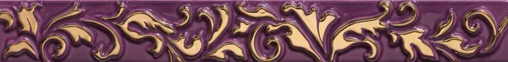 Бордюры Petracers Primavera Listello Ricciolo Viola, цвет фиолетовый, поверхность глянцевая, прямоугольник, 40x325