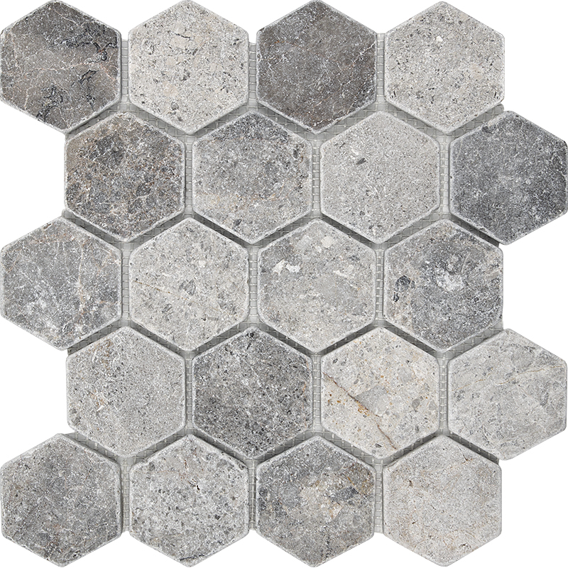 Мозаика Starmosaic Wild Stone Hexagon VLg Tumbled, цвет серый, поверхность матовая, шестиугольник, 305x305