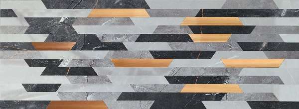 Декоративные элементы Tubadzin D-Brainstorm Grey, цвет серый оранжевый, поверхность полированная, прямоугольник, 328x898