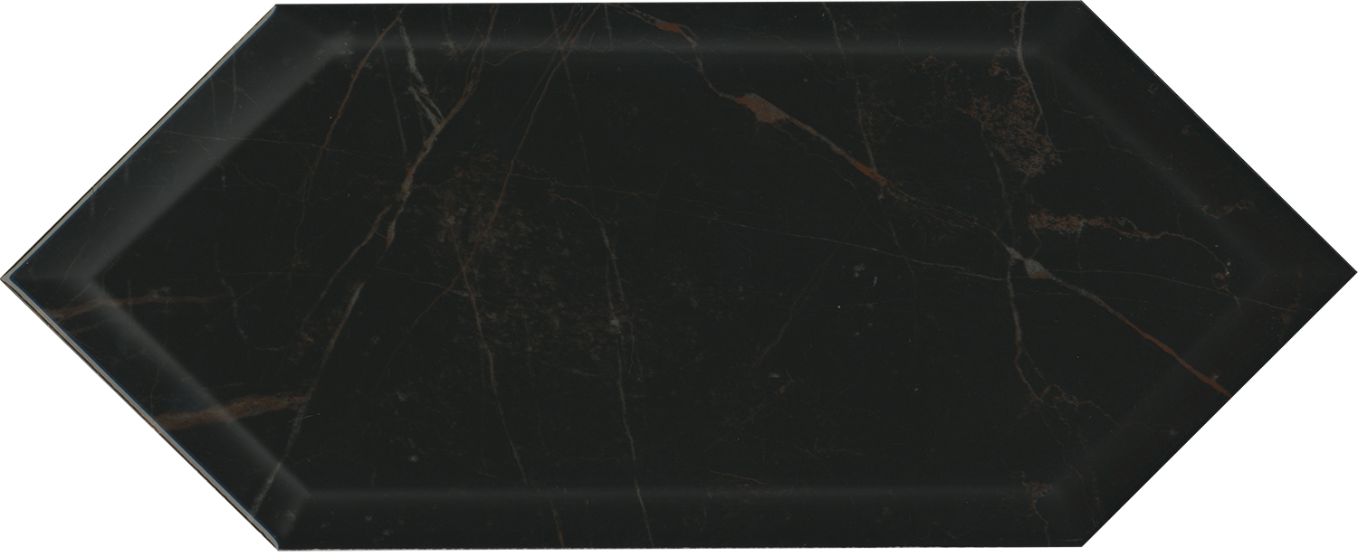 Керамическая плитка Kerama Marazzi Келуш грань черный глянцевый 35010, цвет чёрный, поверхность глянцевая, шестиугольник, 140x340