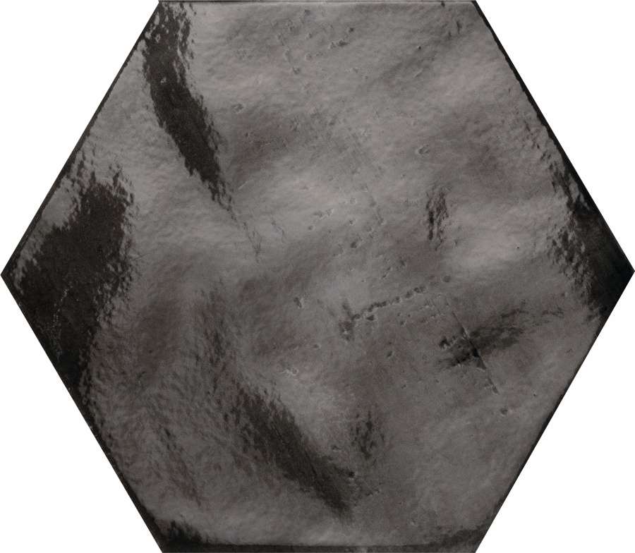 Керамогранит Cir Fuoritono Esagona Fuorinero Lucido 1072705, цвет чёрный, поверхность глянцевая, шестиугольник, 240x277