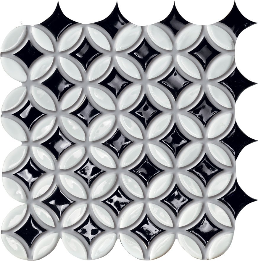 Мозаика Maciej Zien Barcelona 5B, цвет чёрно-белый, поверхность глянцевая, квадрат, 314x314