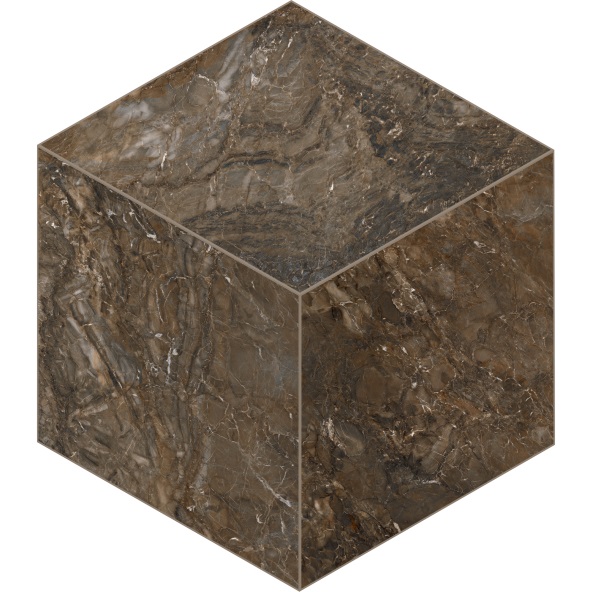 Мозаика Estima Bernini Dark Brown BR04 Cube Неполированный 29x25 67349, цвет коричневый, поверхность матовая, шестиугольник, 250x290